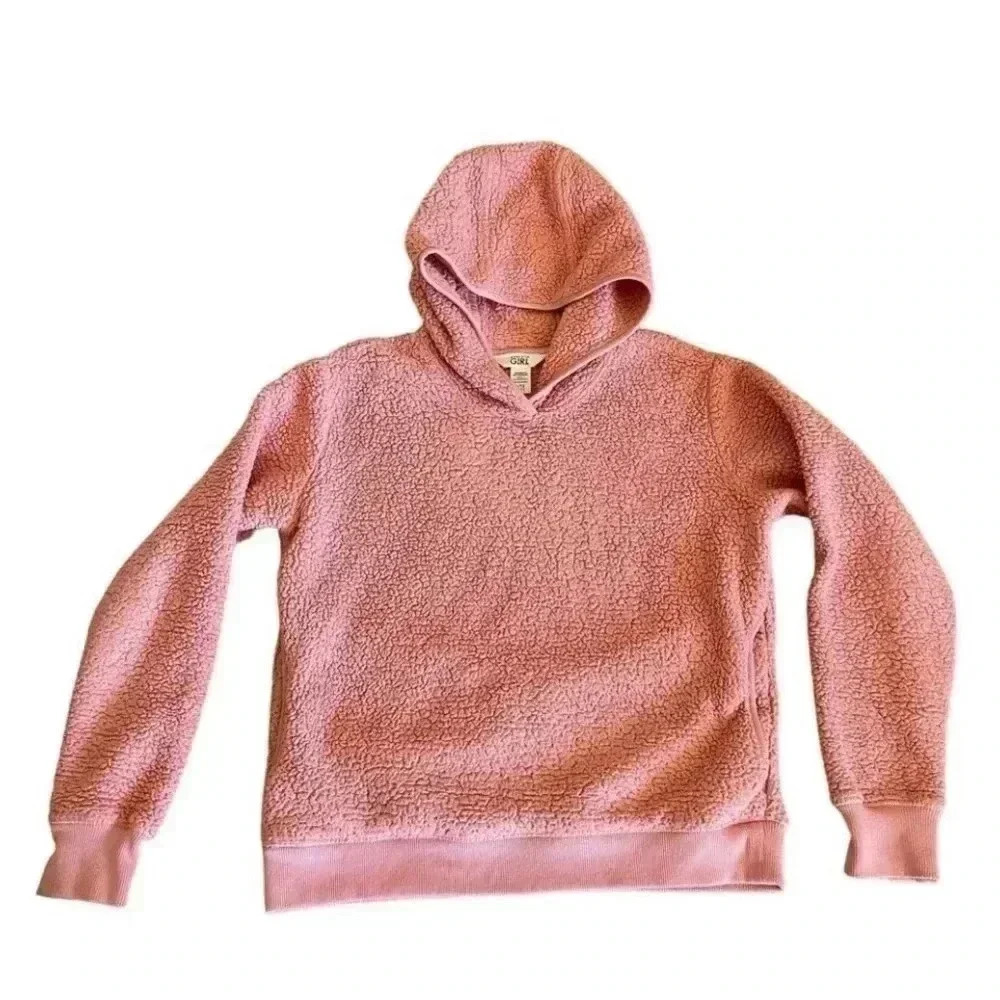 Athleta Girls Sherpa Long Sleeves Pink Hoodie SZ L # 1317